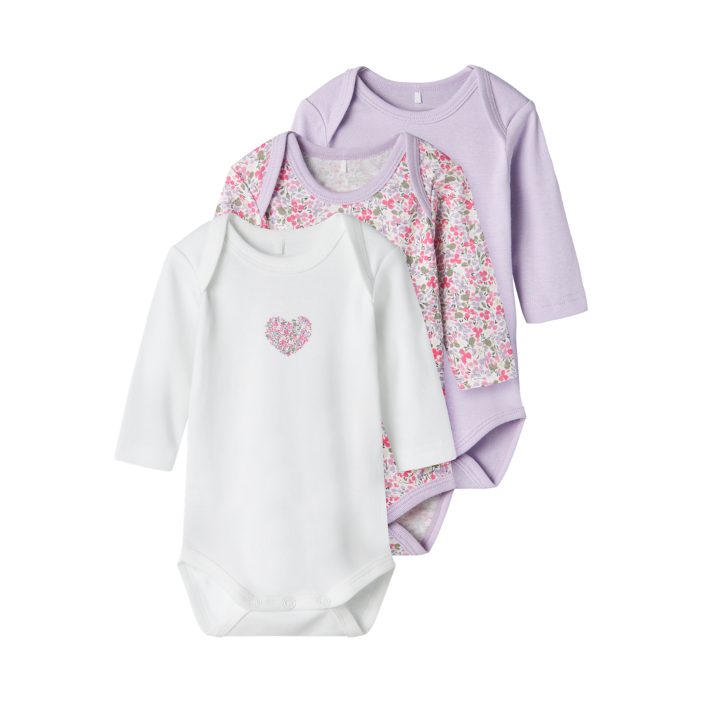 3-Pak Langærmet Body i Pastel Lilac fra Name It