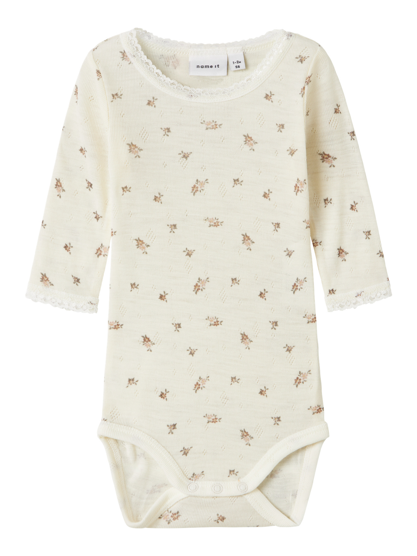 Name It Langærmet Uld Body i Snow White - Blomsterprint