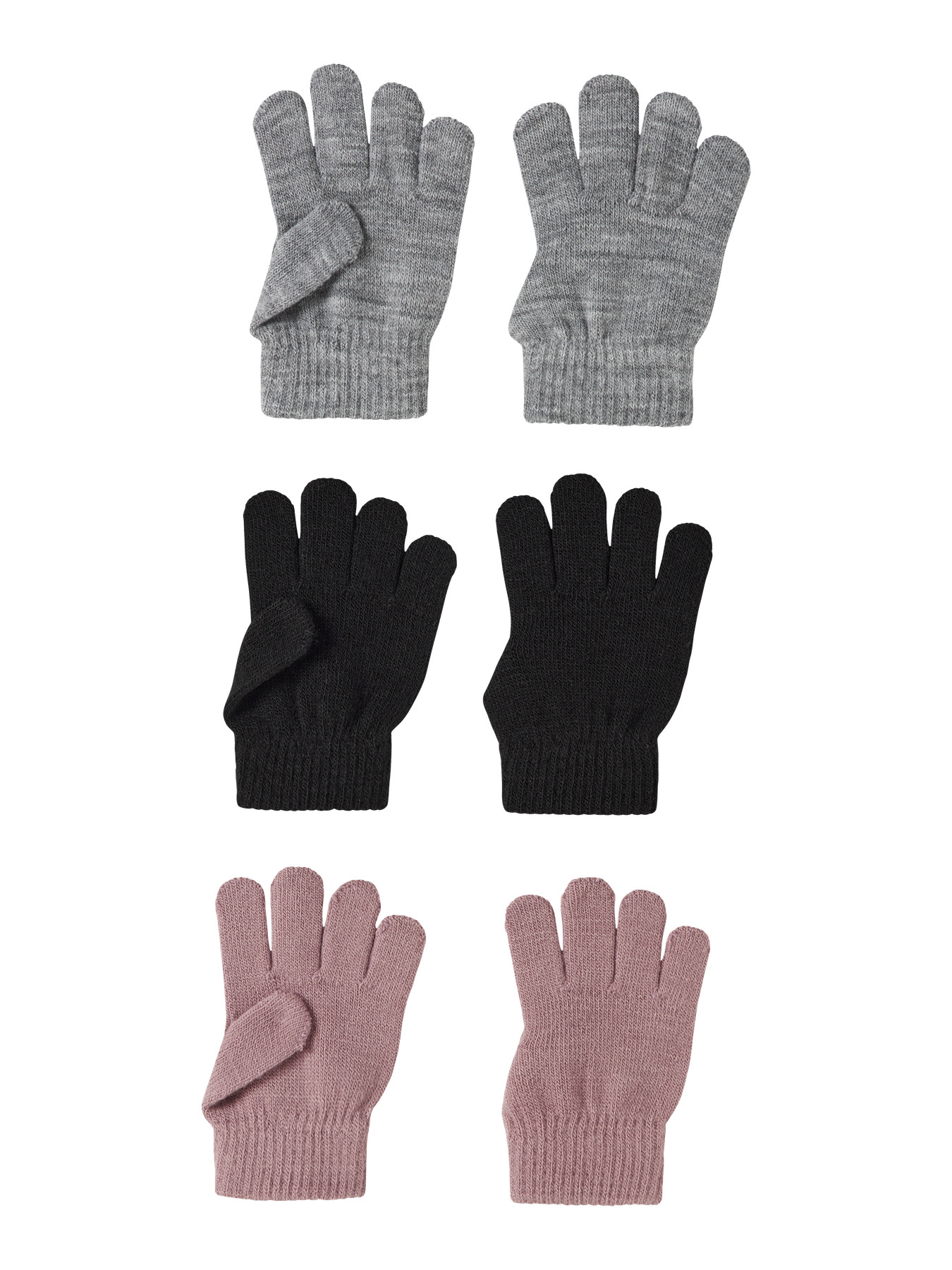 Name It 6 Pak Handsker i Magic Black Grey Woodrose
