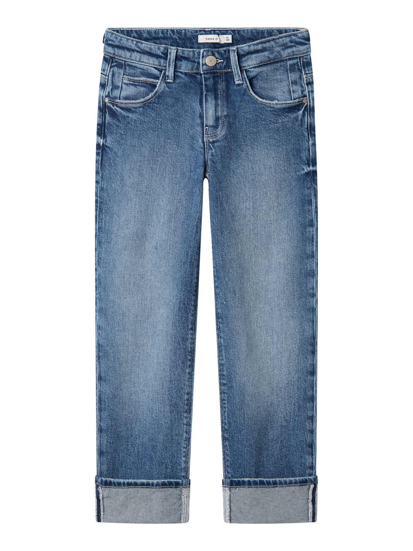 Name It Straight Fold Jeans til Piger - Blå Denim