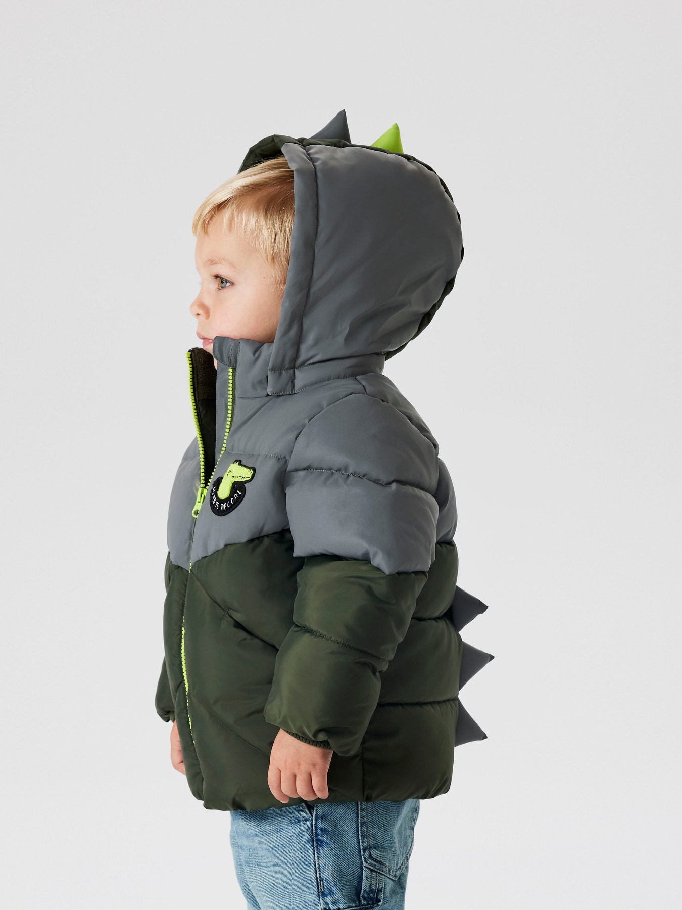 Sej Dino Puffer Jakke Morten fra Name It - Grøn og Cool!