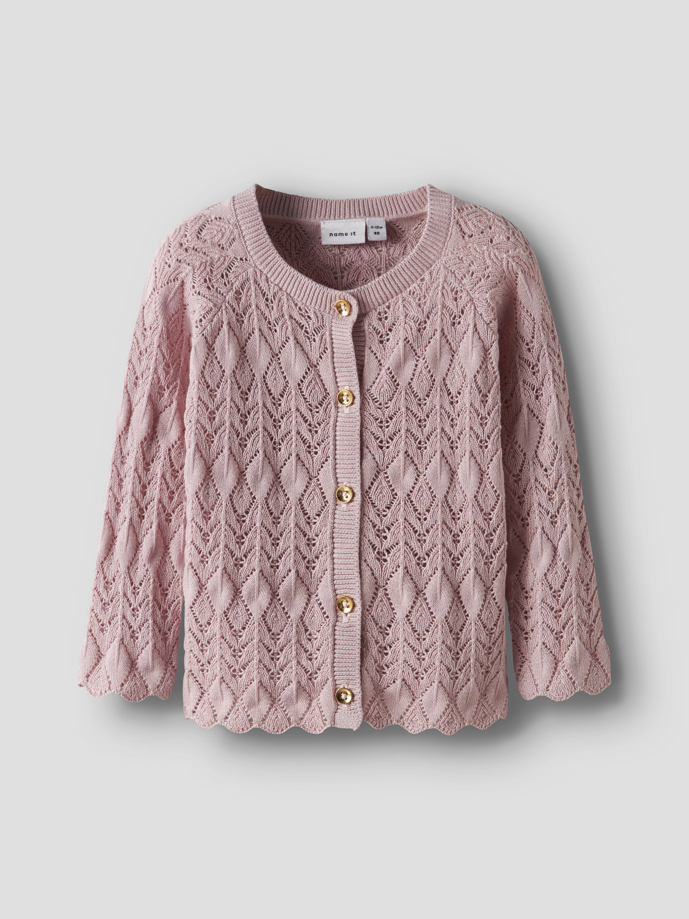 Name It Strik Cardigan Lilje i Smuk Rosa Farve