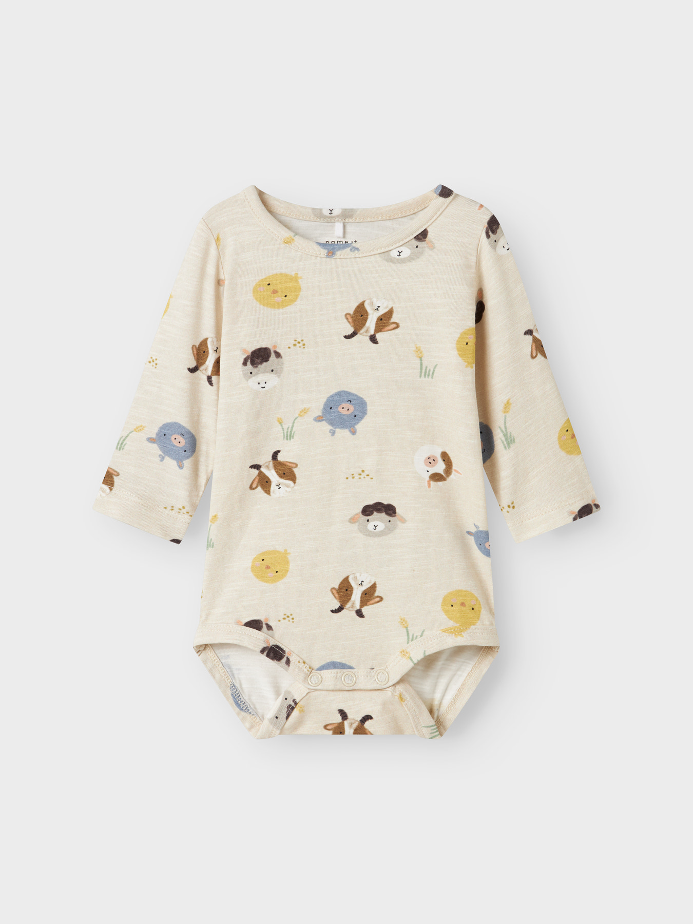 Sød Beige Body med Dyr fra Name It - Økologisk Bomuld