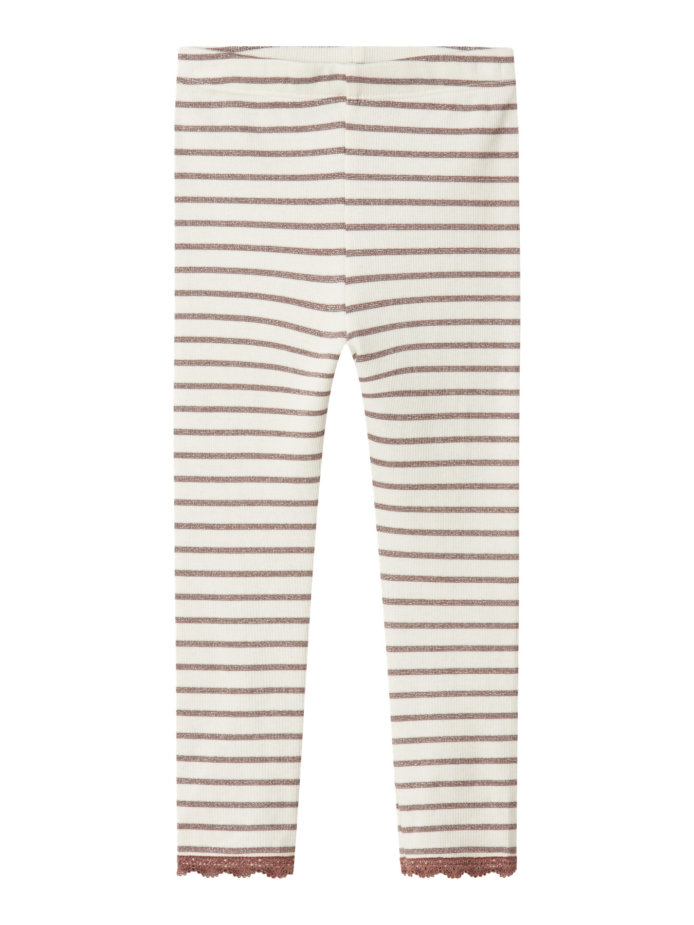 Søde leggings med blondekant fra Name It - Beige striber