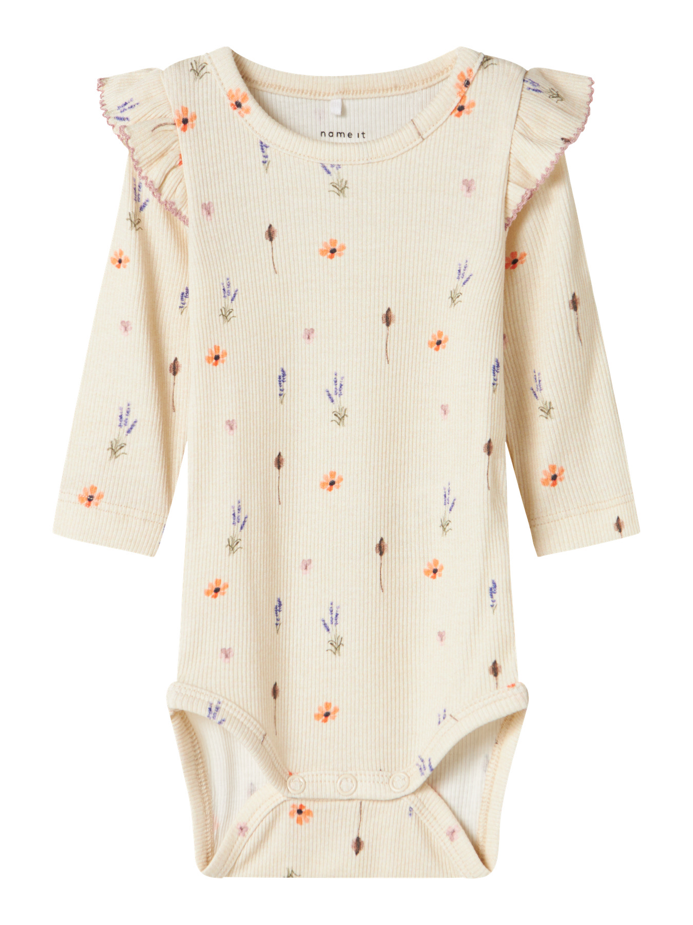 Sød beige body med blomsterprint fra Name It