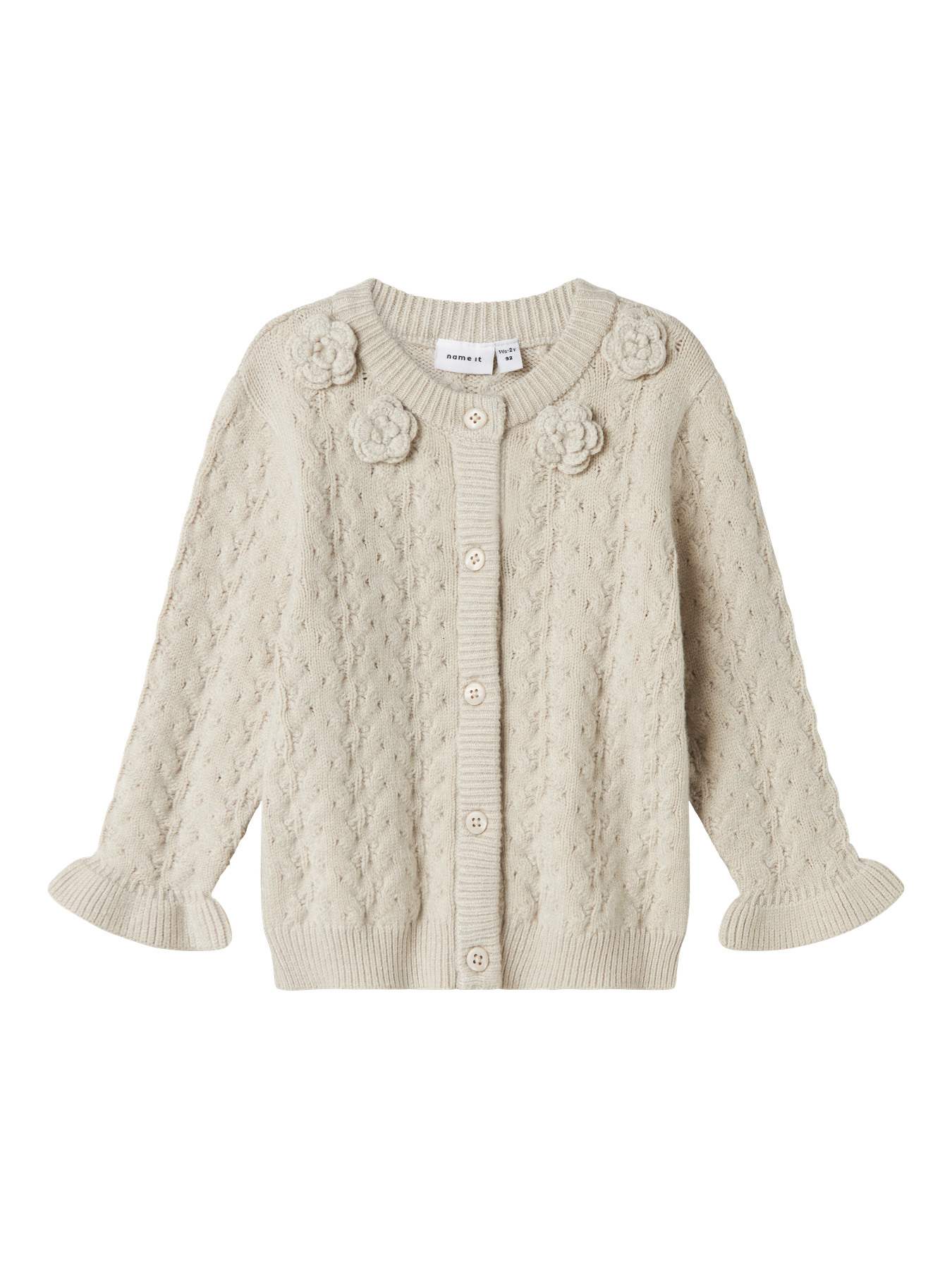 Sød Beige Strik Cardigan fra Name It - Oanna Peyote Melange