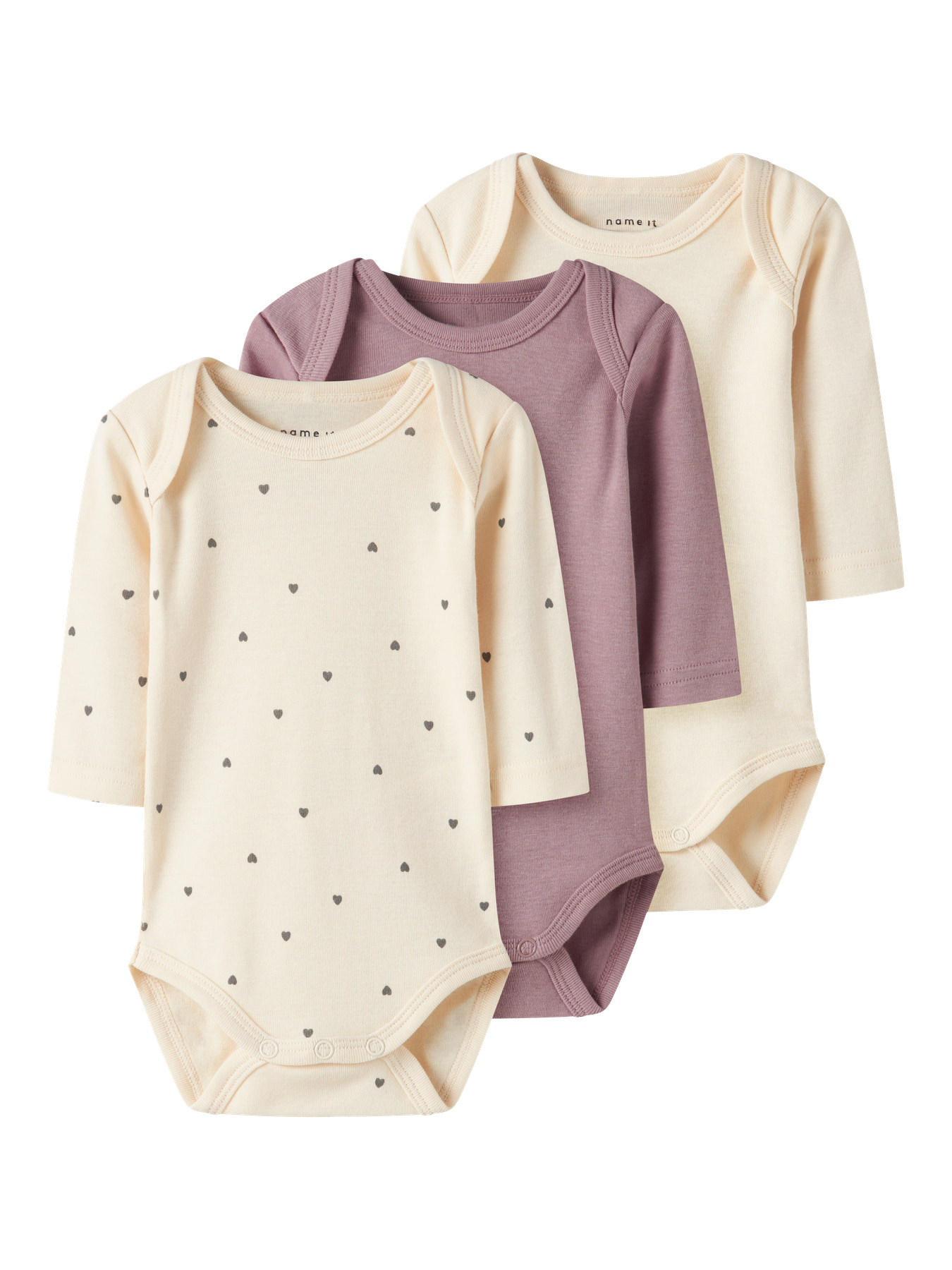 Name It 3-pak langærmet body i sommer sand