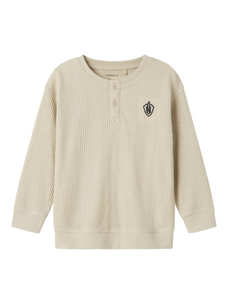 Lækker langærmet bluse fra Name It til drenge - Beige brun