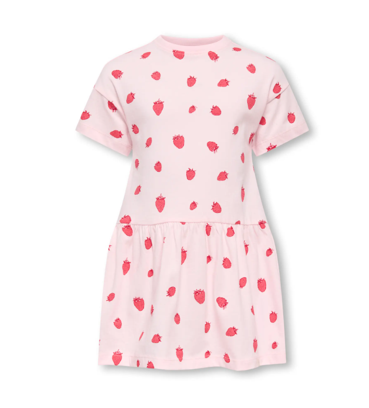 Only Mini Maiken Life Ss Dress - Barely Pink Strawberry -   Cm