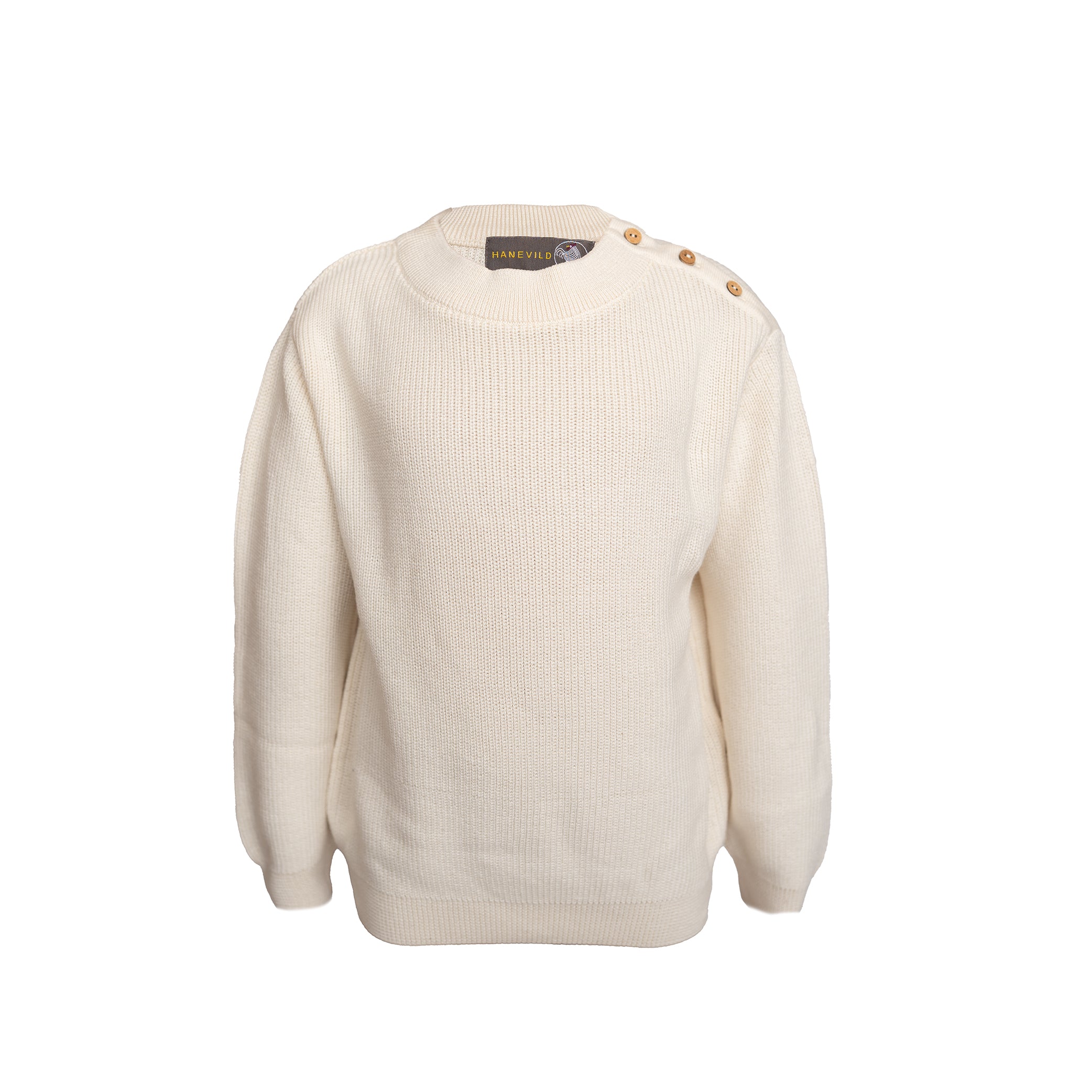 Theodor Sweater i Ivory - Klassisk strik med knapper