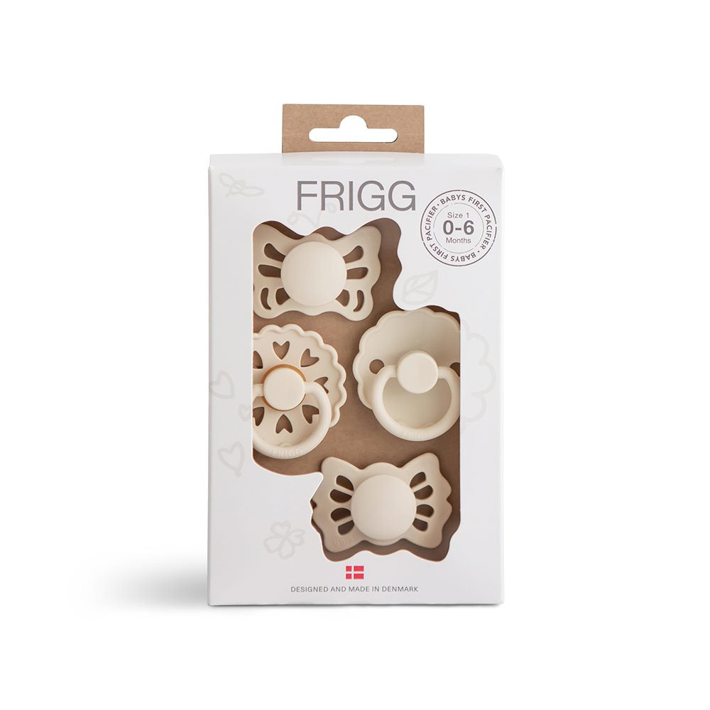 Frigg Babys Første Sut 4-Pak – Blomsterhjerter i Creme