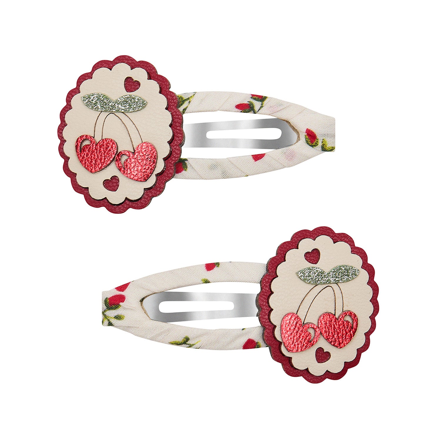 Mimi   Lula   Hårspænder - Scallop Framed Cherries Mon Cheri