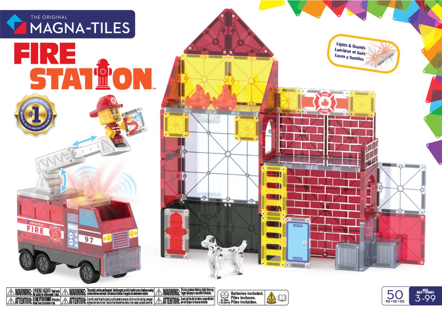 Magna-Tiles Magnetisk Legetøj – Brandstation med 50 Dele