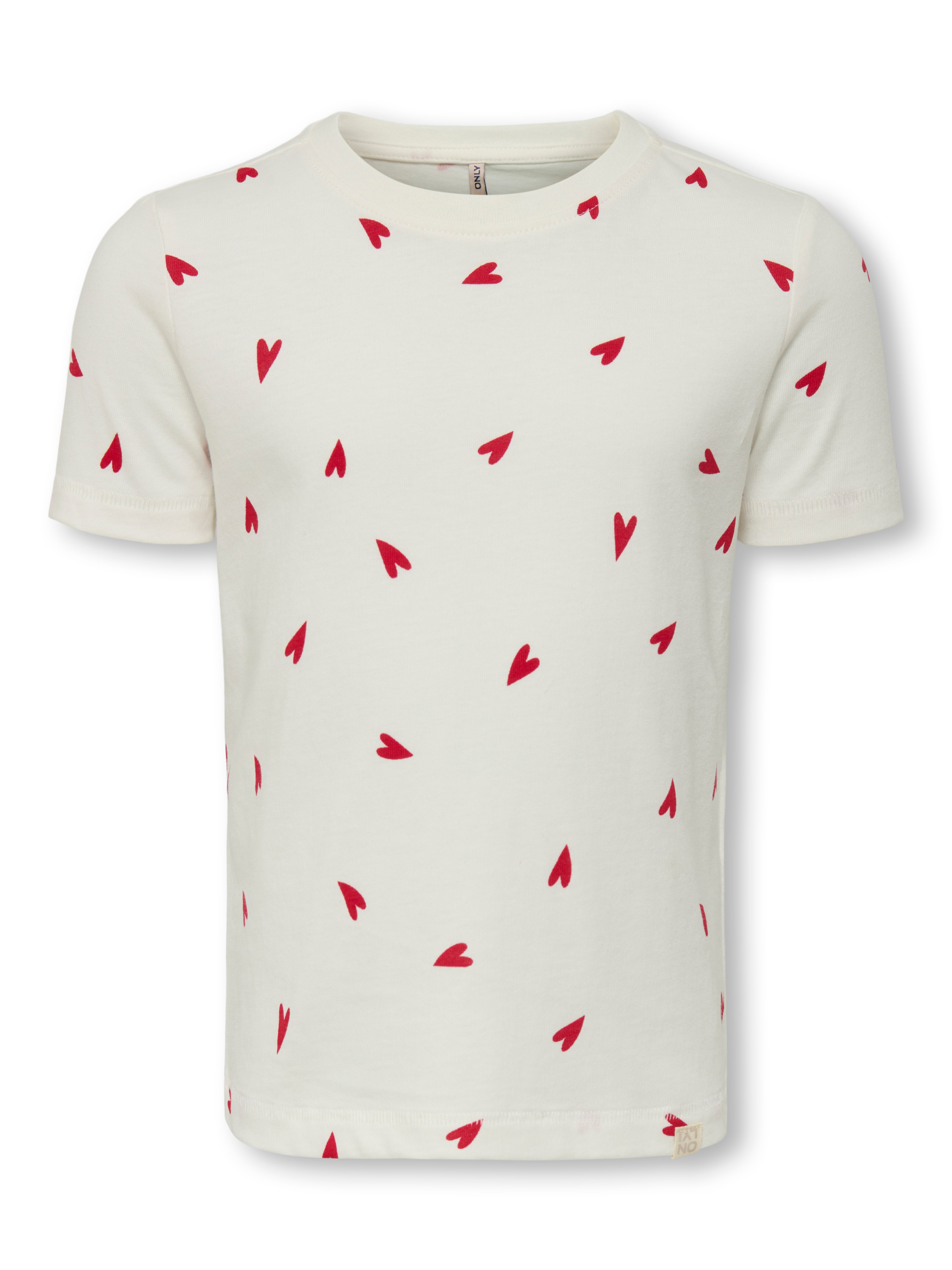 Only Mini Tijana T-shirt - Cloud Dancer Heart - Udsalg!