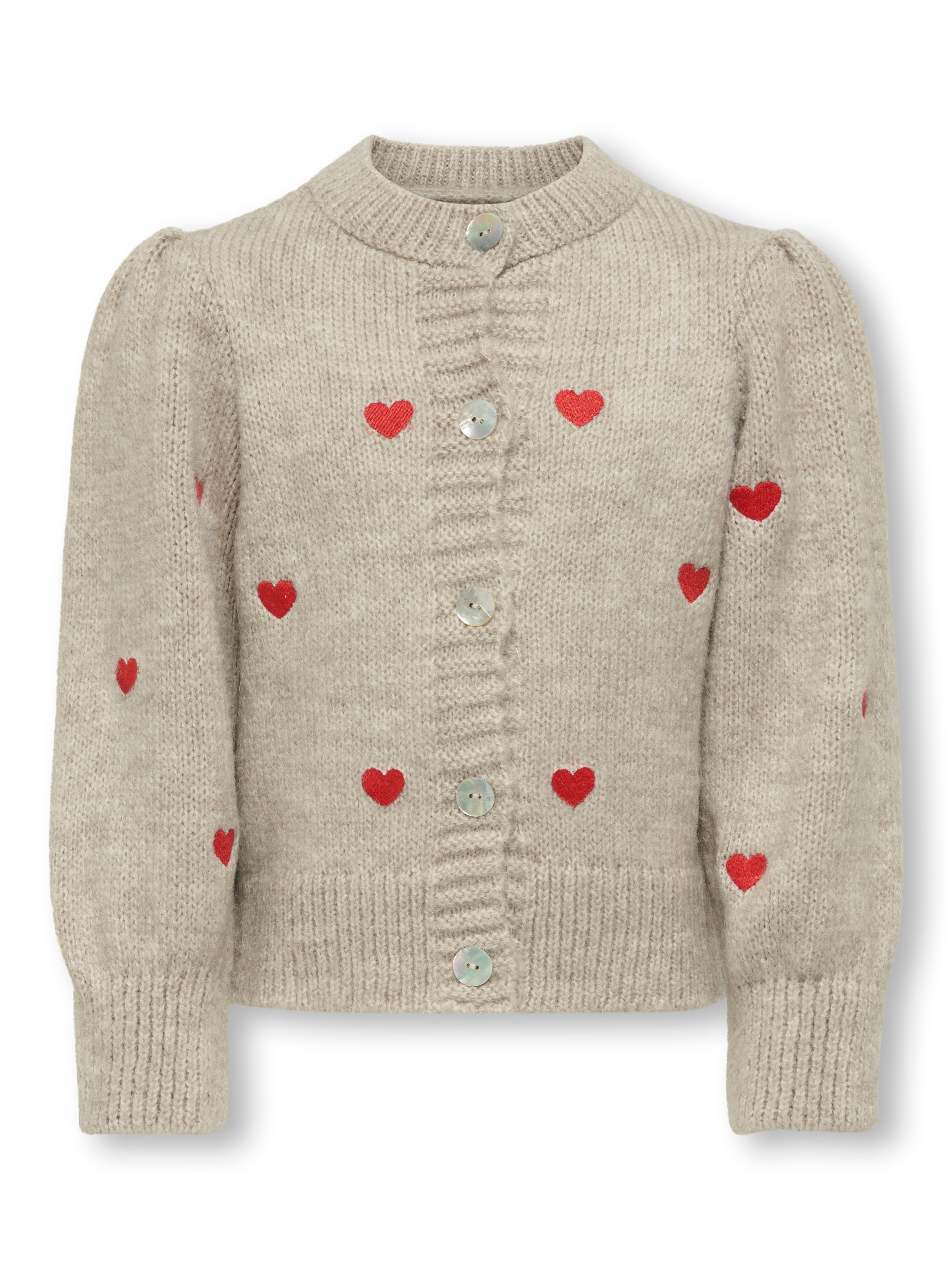 Only Mini Silla Cardigan med Hjerter – Pumice Stone tilbud