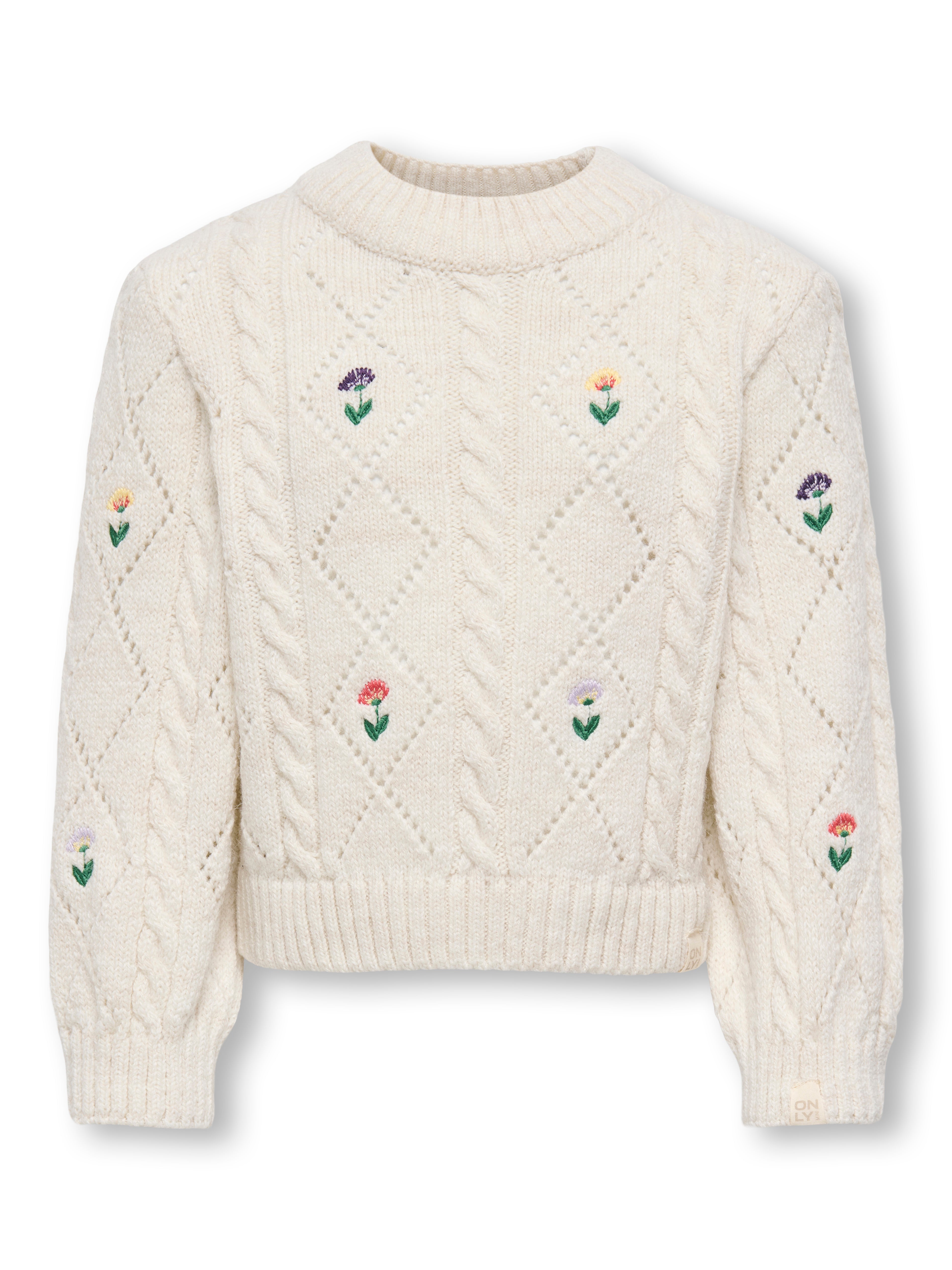 Farverig Mini Blomstret Strikbluse – Komfort og Stil!