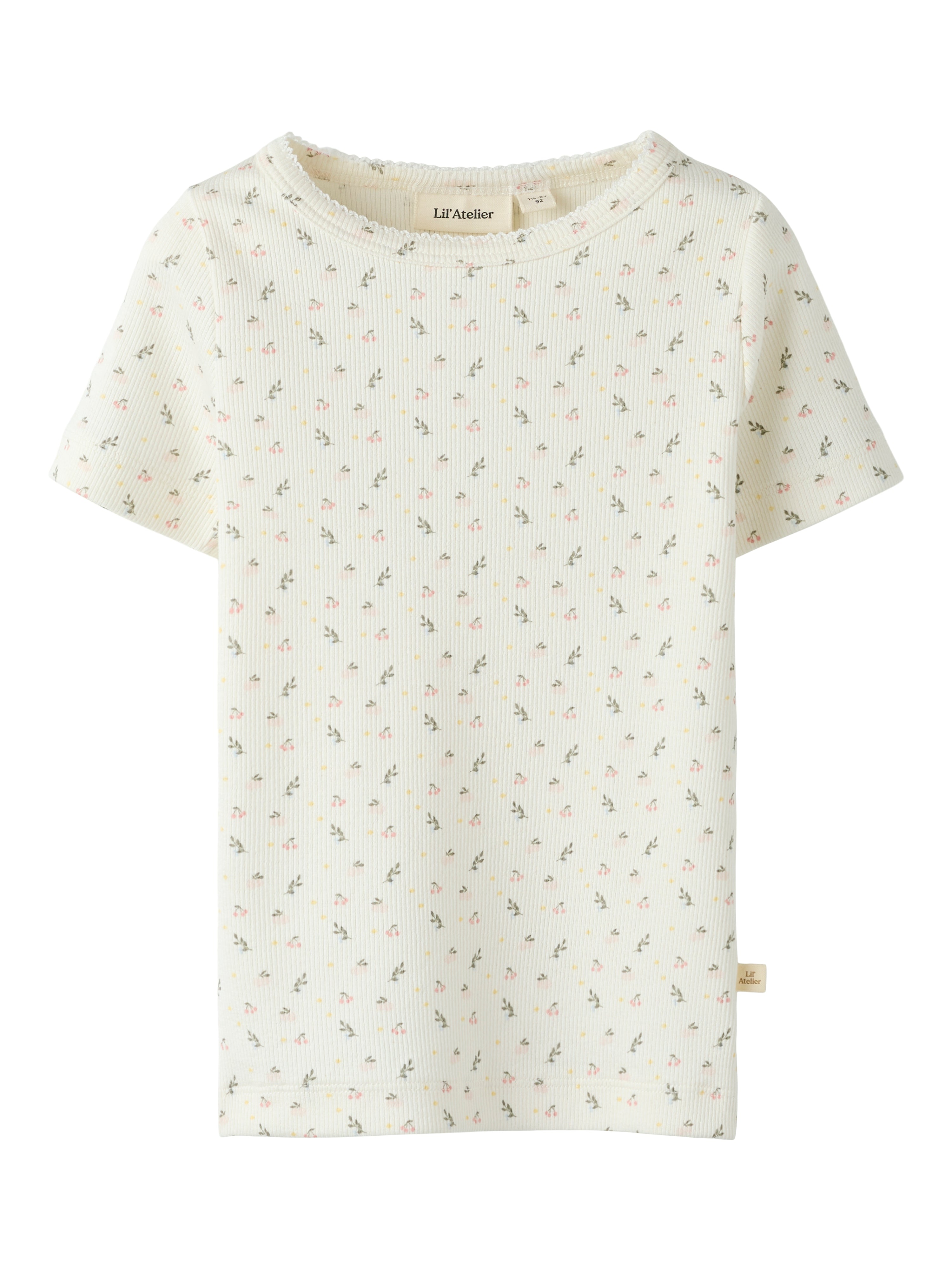 Lil Atelier Gago Ss Slim Top Noos - Coconut Milk Small Flower -   Cm