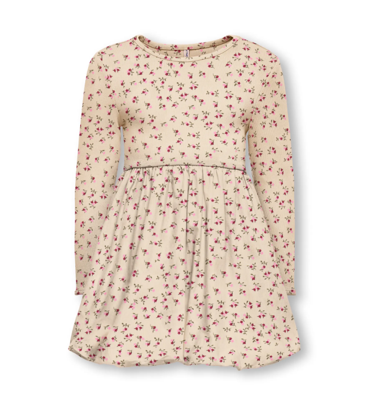Only Mini Trinny Life Ls Bal Dress - Whitecap Gray Sia Open Ditsy -   Cm