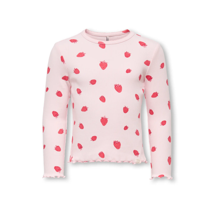 Only Mini Trinny Life Ls Top - Barely Pink Strawberry -   Cm