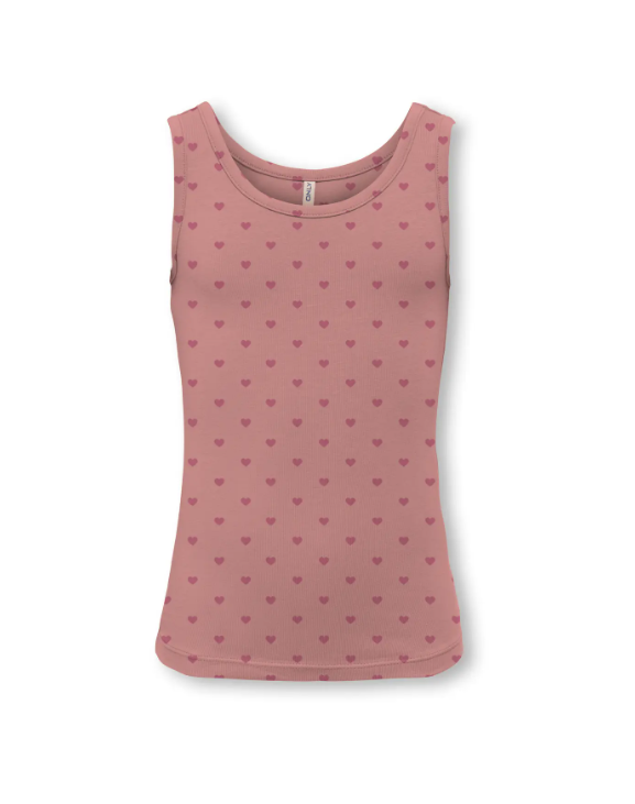 Only Mini Lola Tank Top - Ash Rose Heart Rose Wine -   Cm