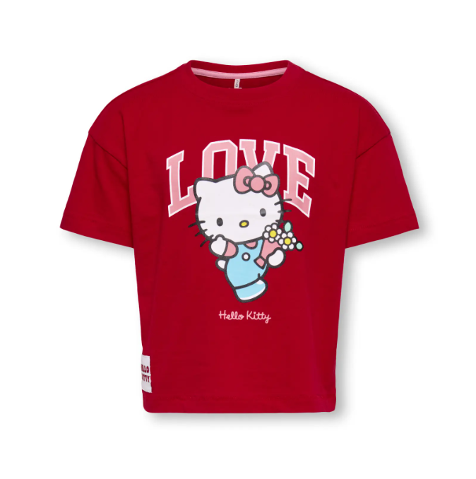 Only Mini Kitty Life Ss Loose Tee - Barbados Cherry Love -   Cm
