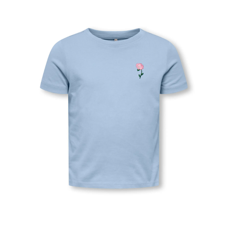 Only Mini Vega Life Ss Emb Tee - Soft Chambray Emb  Flower -   Cm