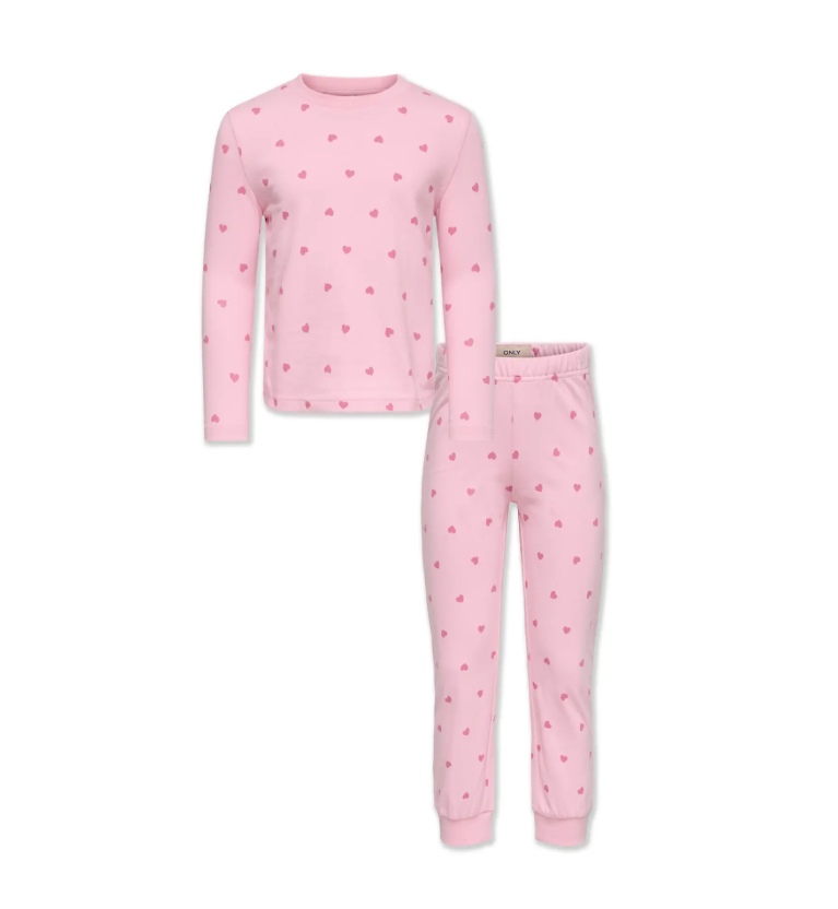 Only Mini Rila Nightwear - Romance Rose Pant Aop Heart Cashmere Rose -   Cm