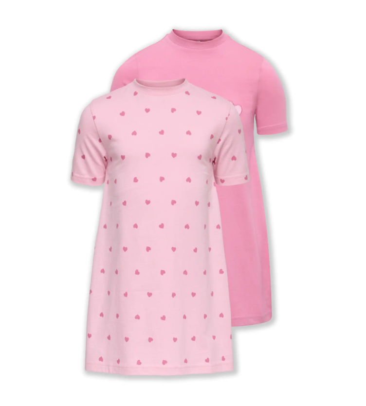 Only Mini Rila   Pak Nightwear Dress - Romance Rose Pant Aop Heart Cashmere Rose -   Cm