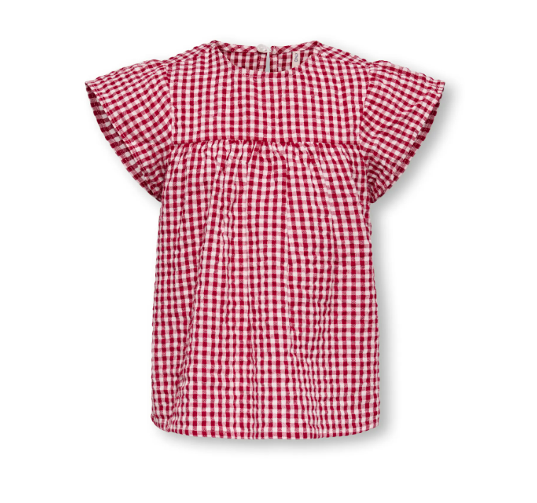 Only Mini Fina Cerise Ss Top - Barbados Cherry Check -   Cm