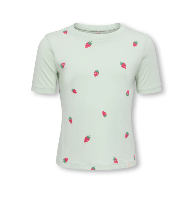 Only Mini Beate Ss Tee - Green Lily Strawberry -   Cm