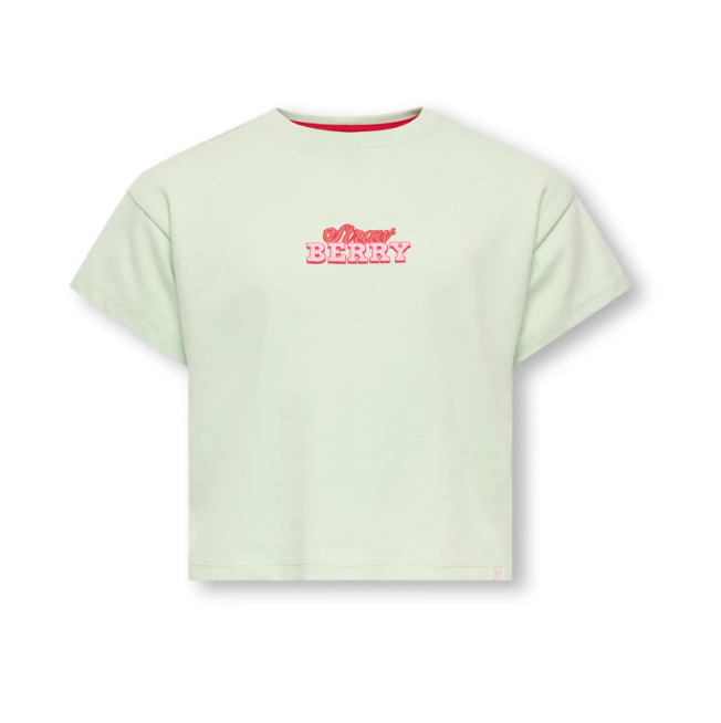 Only Mini Belinda Life Ss Tee - Green Lily Strawberry -   Cm