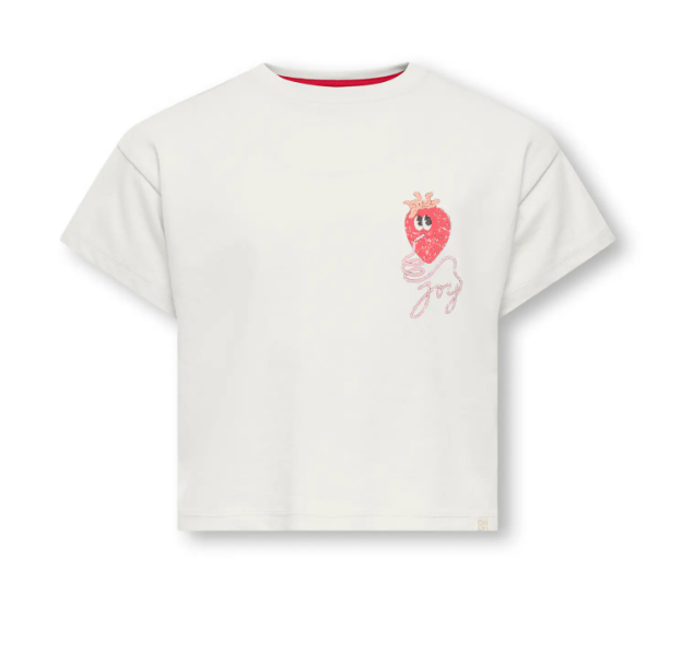 Only Mini Belinda Life Ss Tee - Cloud Dancer Joy -   Cm