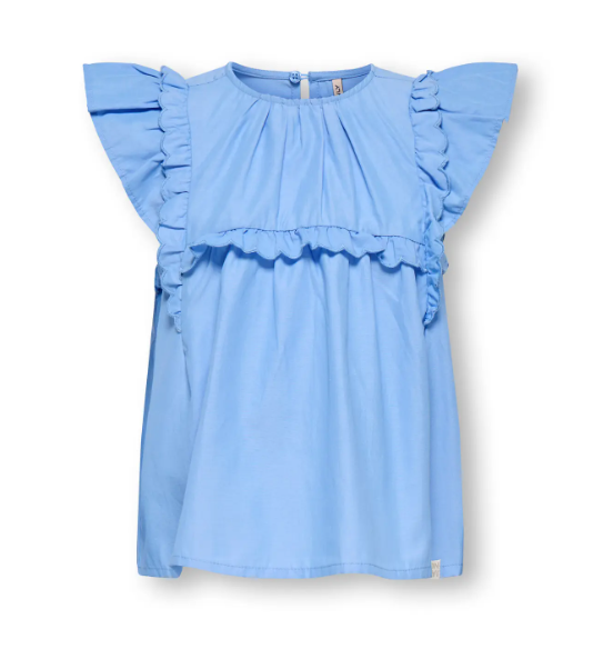 Only Mini Clare - Ss Ruffle Top - Cornflower Blue -   Cm