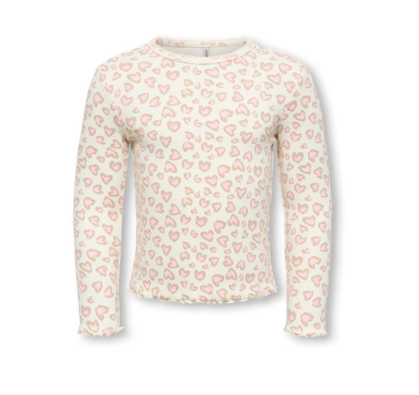 Only Mini Trinny - Ls Top - Tofu Heart Leo Pale Lilac -   Cm