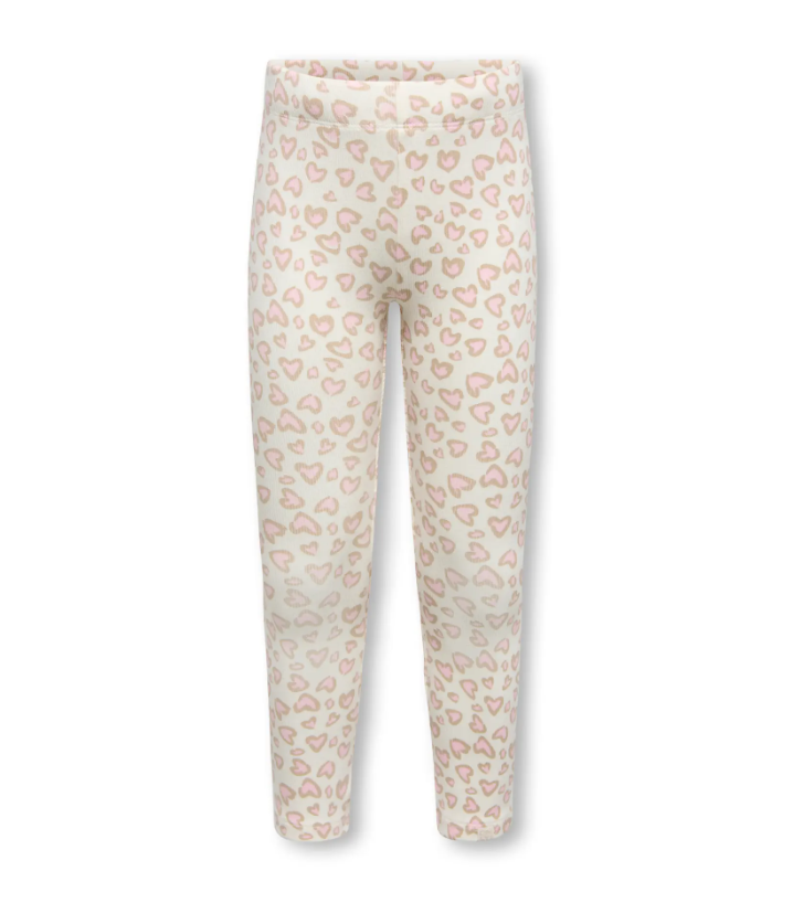 Only Mini Trinny - Bsc Leggings - Tofu Heart Leo Pale Lilac -   Cm