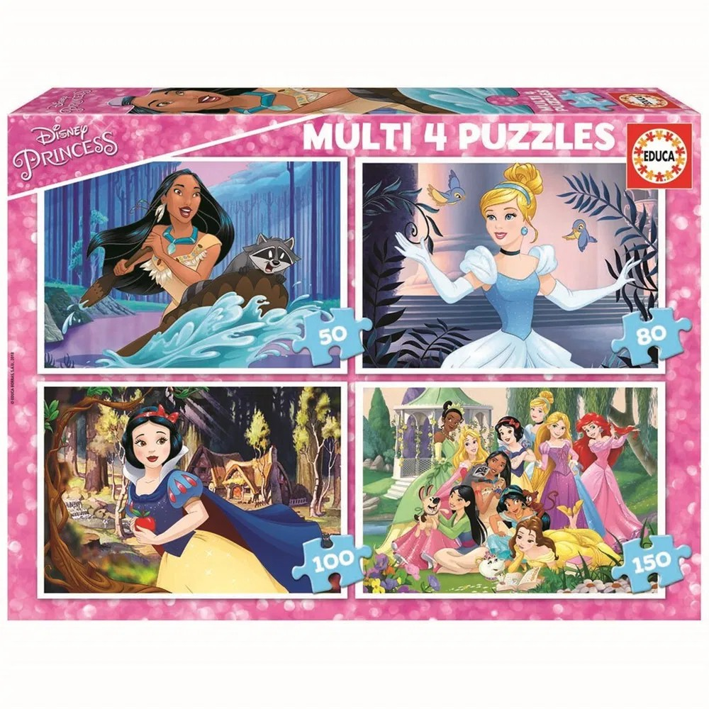 Educa Puslespil med Disney Prinsesser - 4 Varianter til Børn