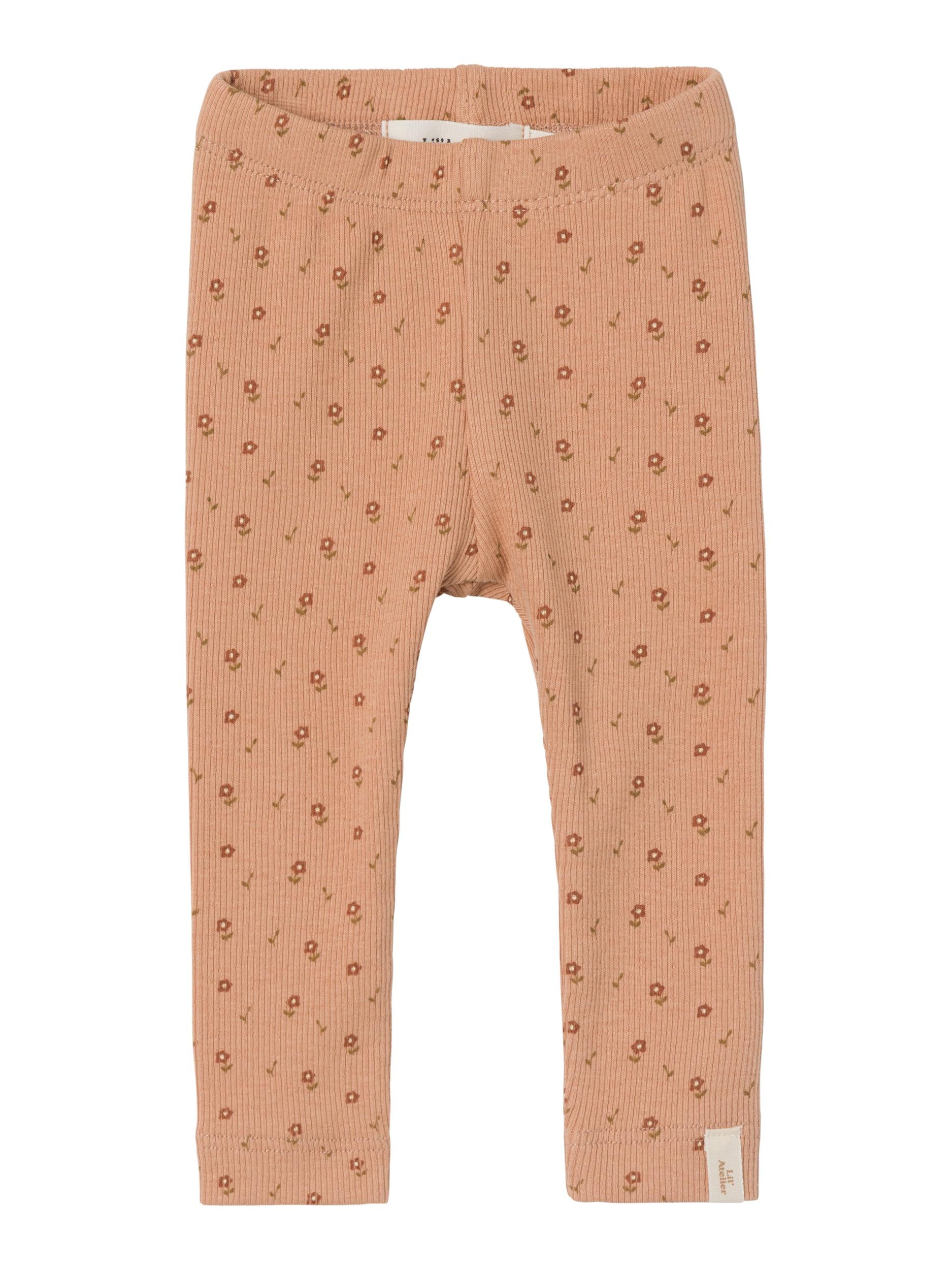 Lil Atelier Gago Slim Leggings – Nougat med Blomsterprint