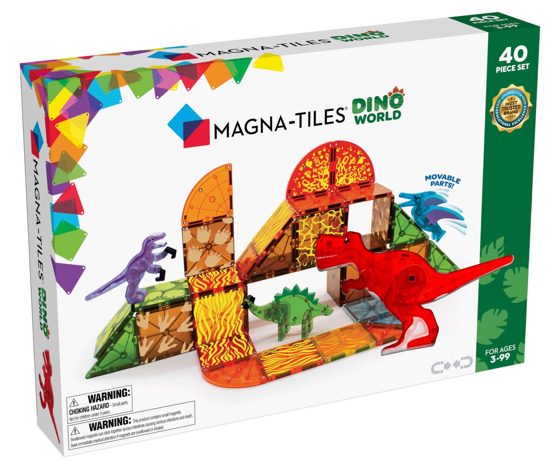 Magna-Tiles Magnetisk Legetøj – Dino Verden med 40 Dele