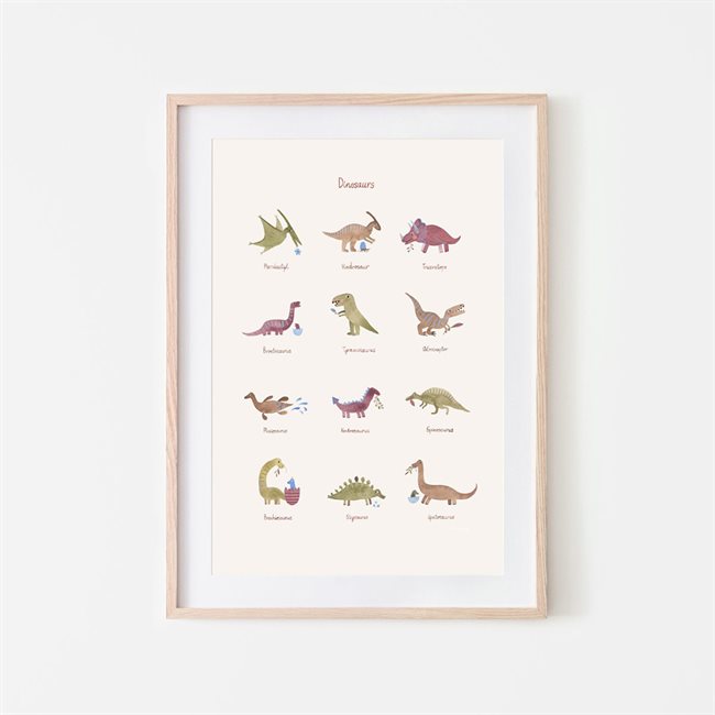 Mushie Dinosaur Plakat til Børneværelset – 50 x 70 cm