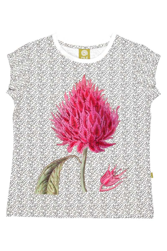 Kortærmet T-shirt - Bogstavprint Med Blomst