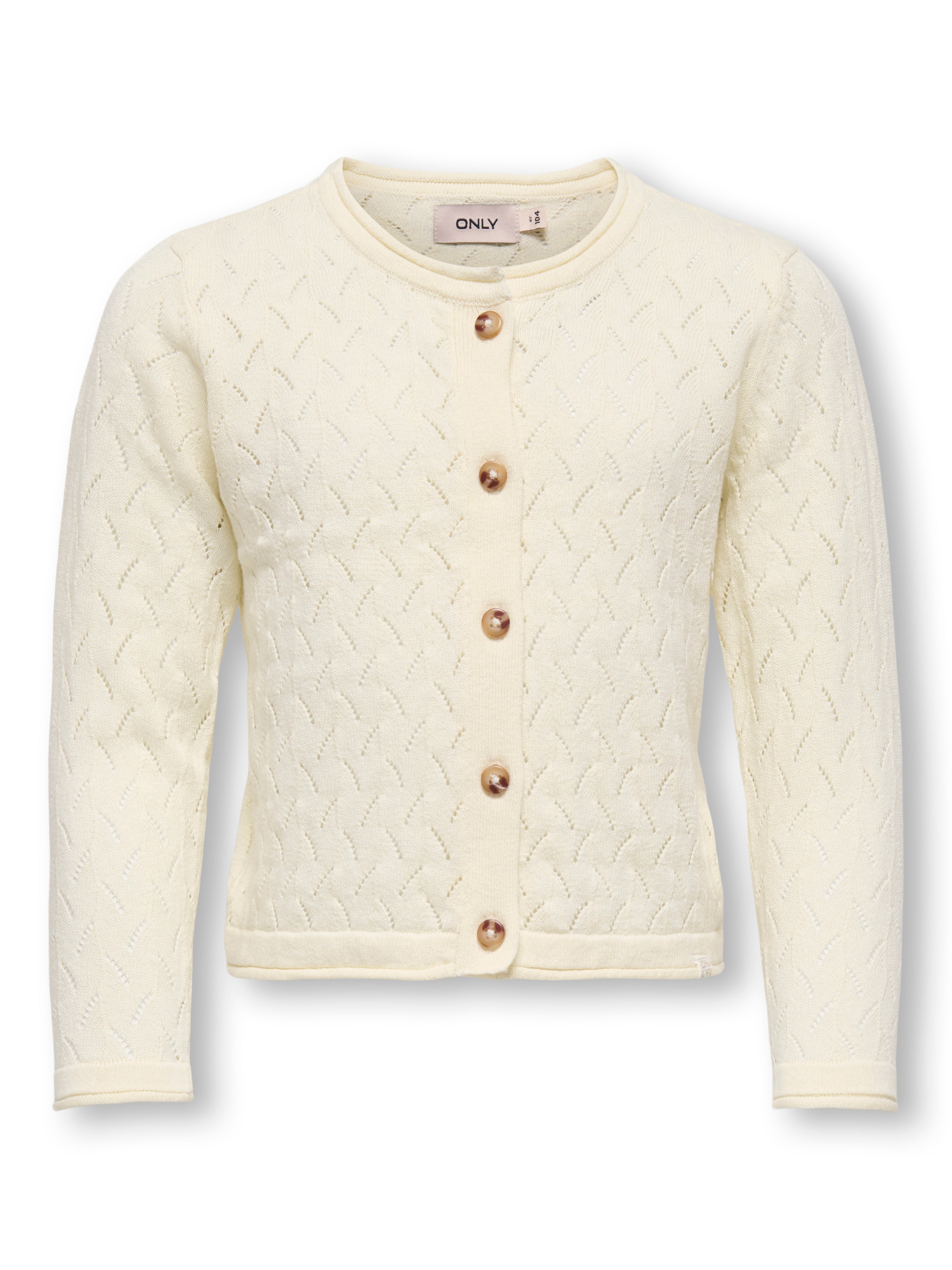 Only Mini Megan Life Cardigan - Blød Strik i Hvidgrå