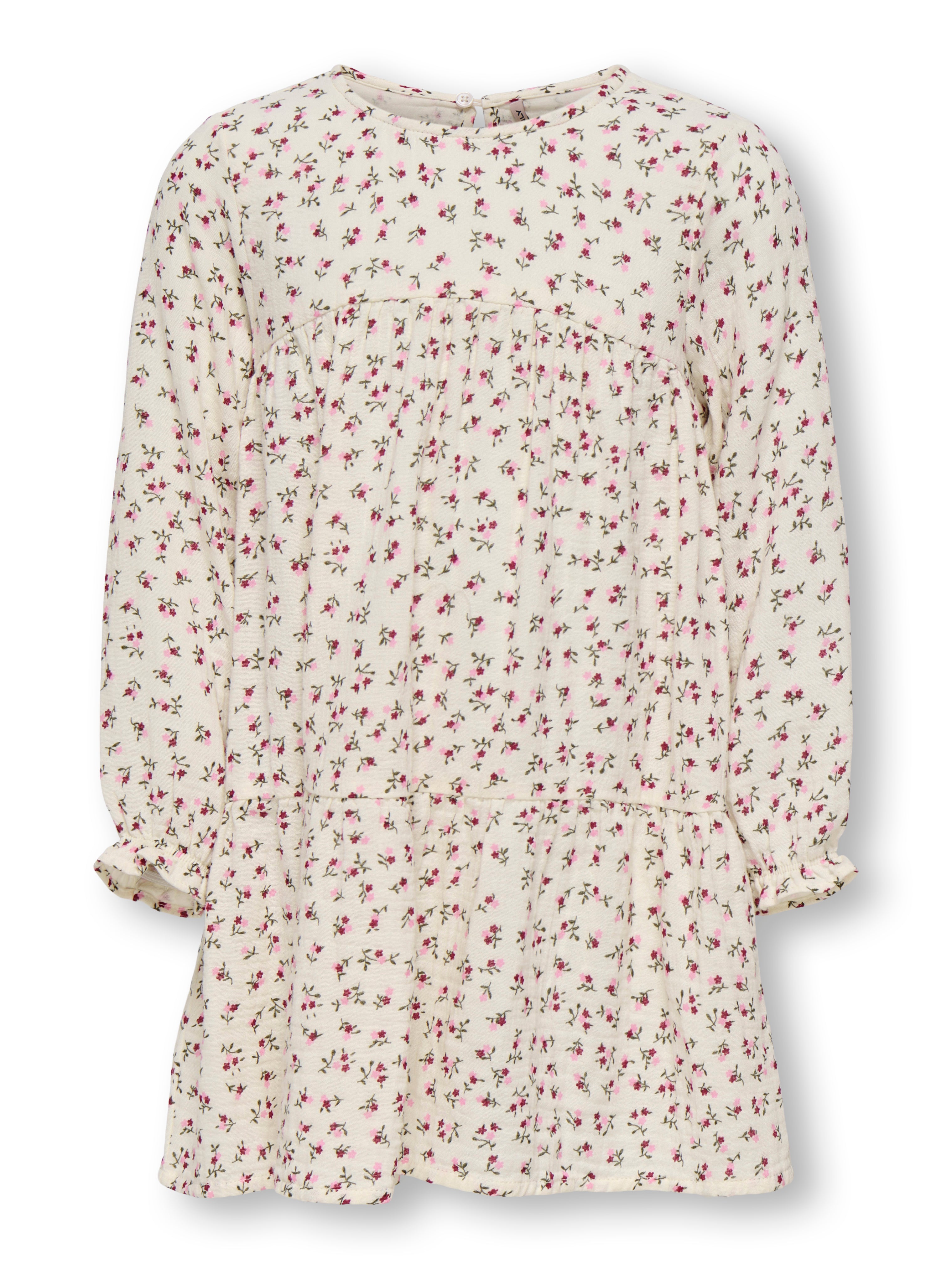 Only Mini Thyra Kjole - Tofu - Blomsterprint Tilbud!