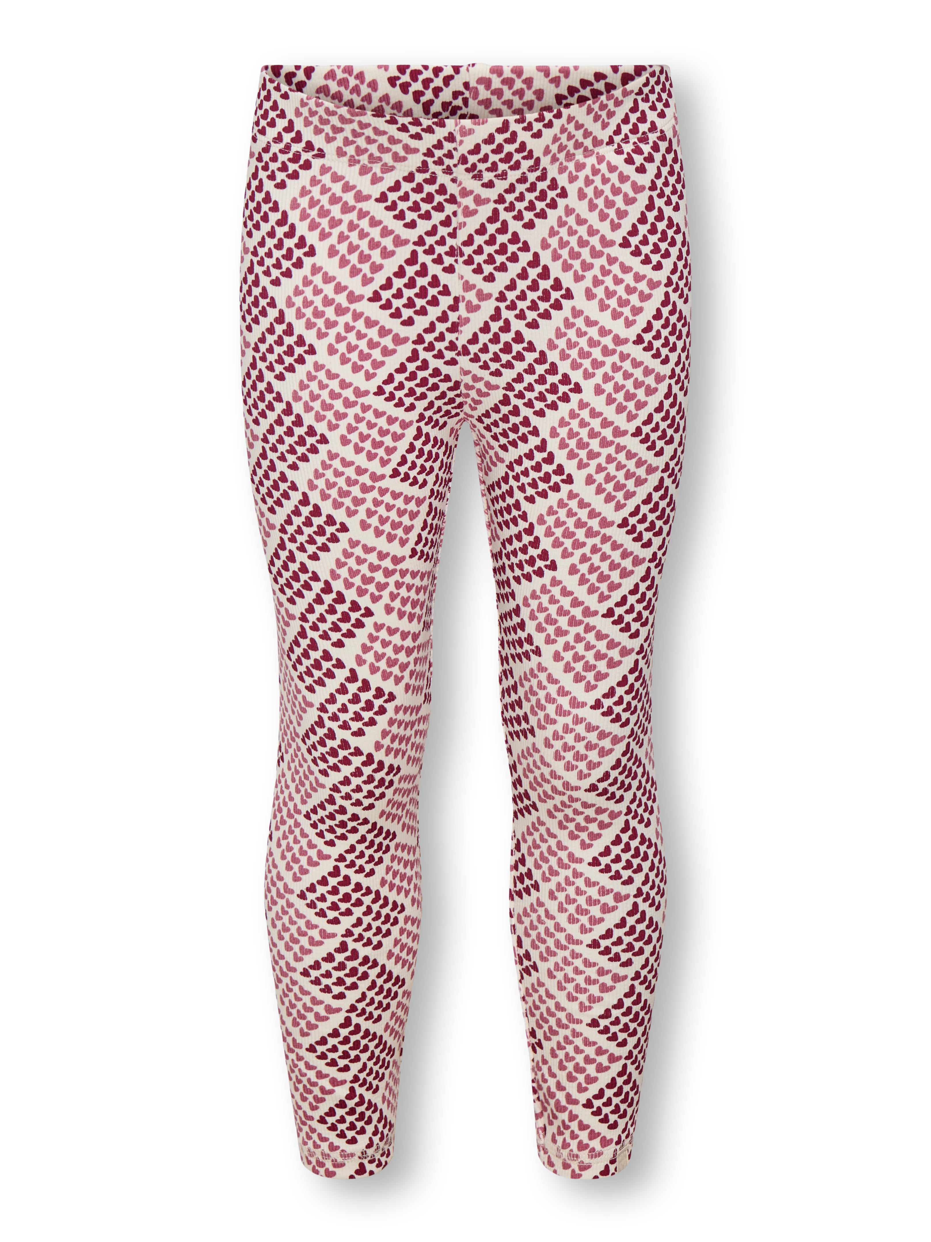 Only Mini Trinny Leggings - Tofu med Hjerteprint til Børn