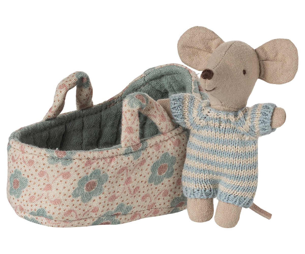 Maileg Babymus med Babylift – Blå på tilbud!