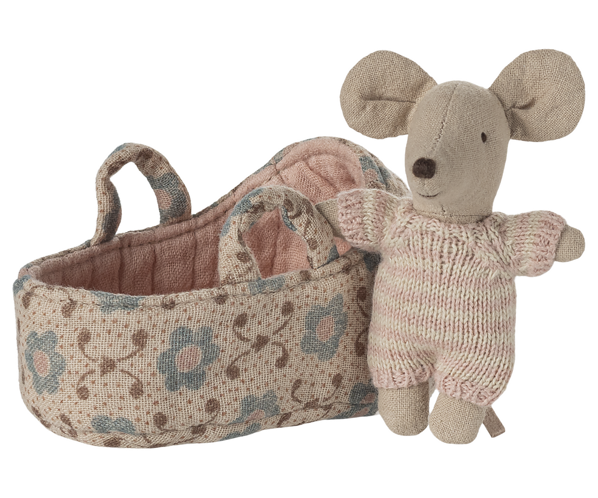 Maileg Babymus med Babylift - Rosa Tilbud!