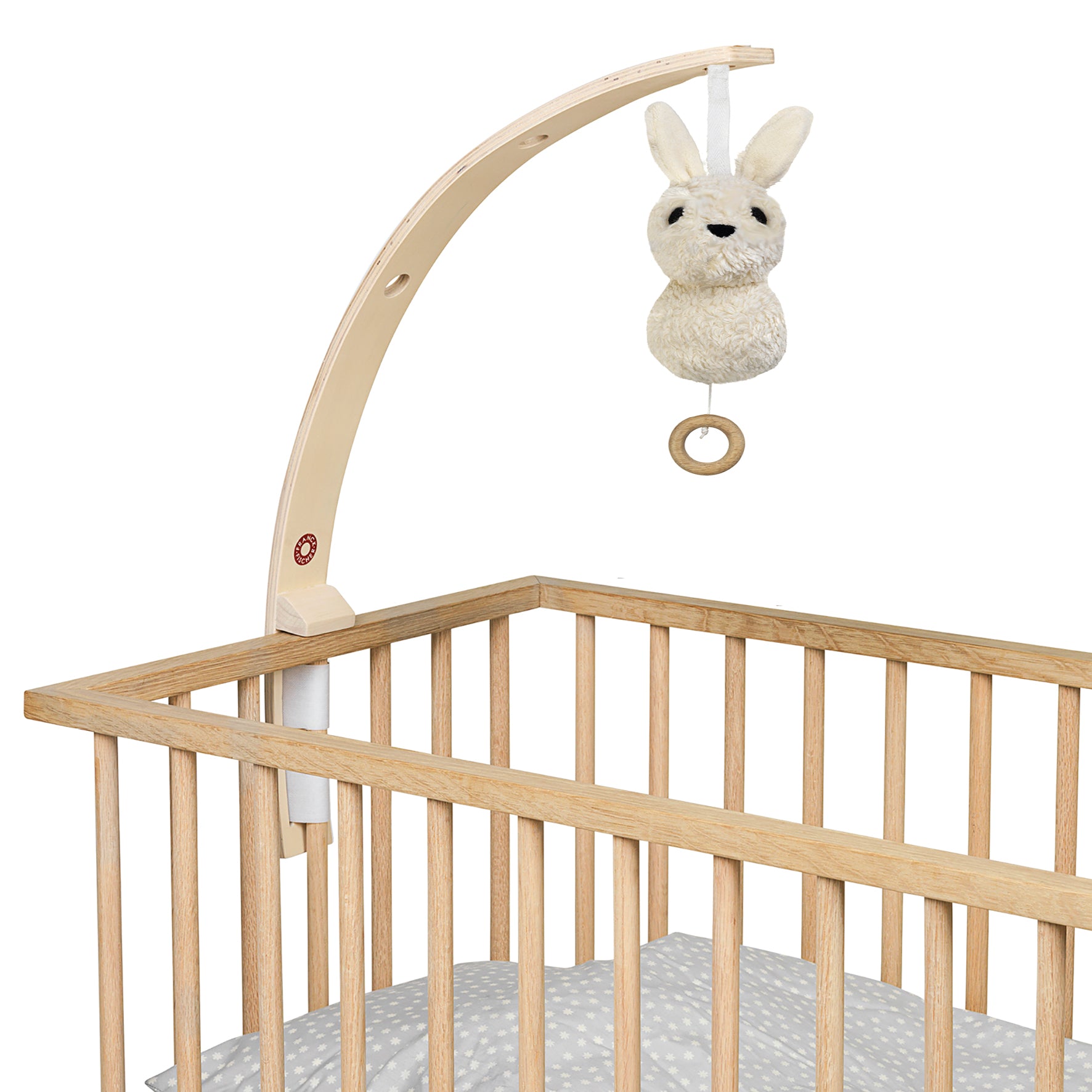 Elegant Uroholder til Babyseng i Hvidpigmenteret Bøg