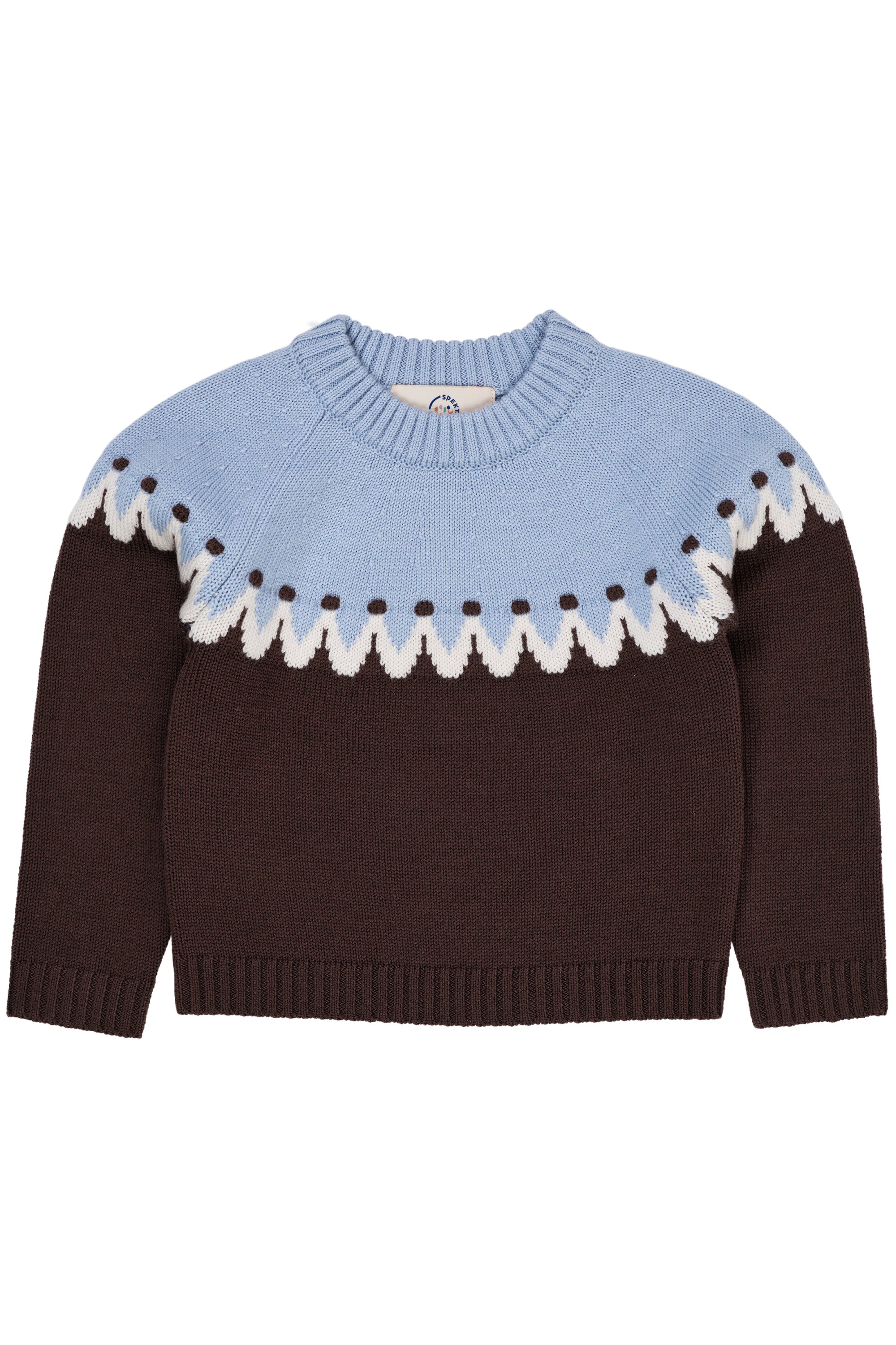 Copenhagen Colors Cupcake Strikbluse – Brun og Blå