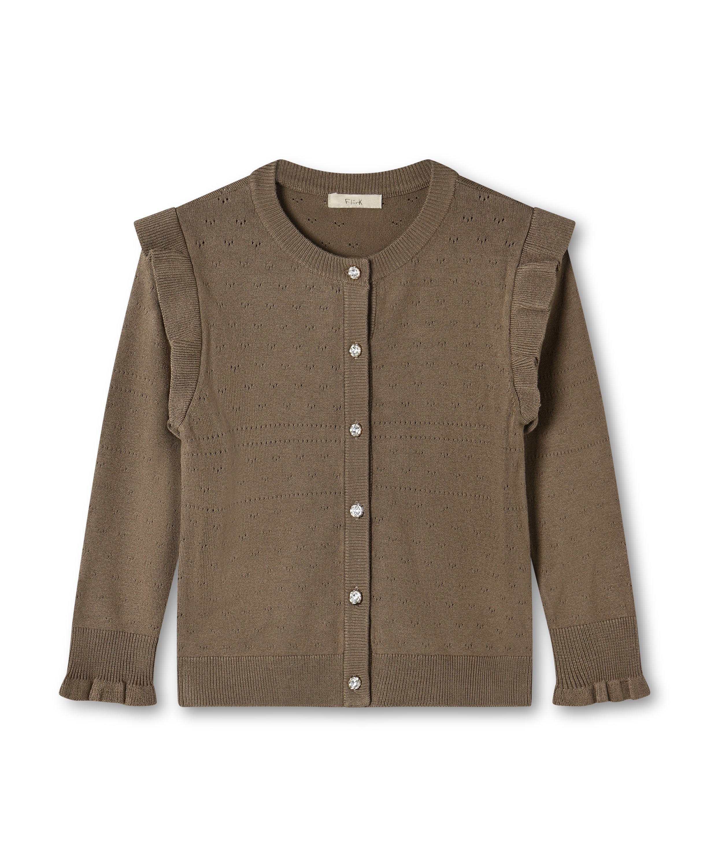 Fliink Fame Cardigan – Pine Bark – Klassisk Børnecardigan