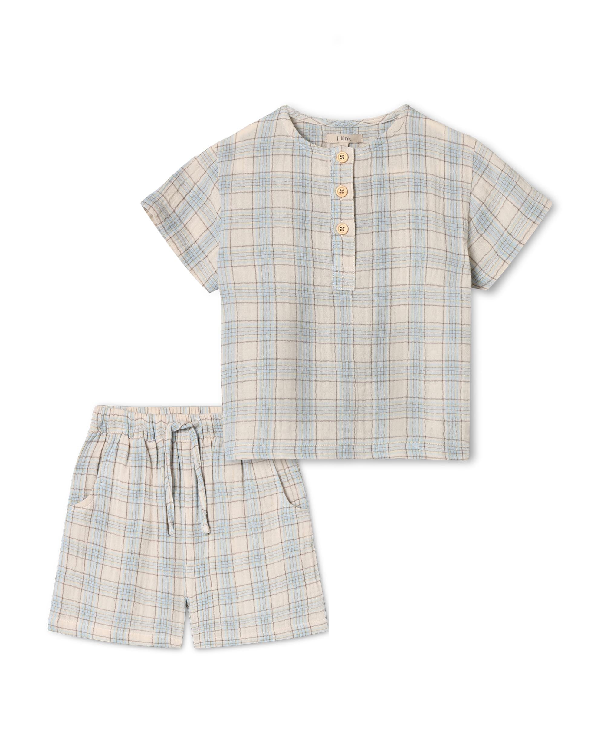 Fliink Cha Cha Shorts Sæt – Sandshell Check Tilbud!