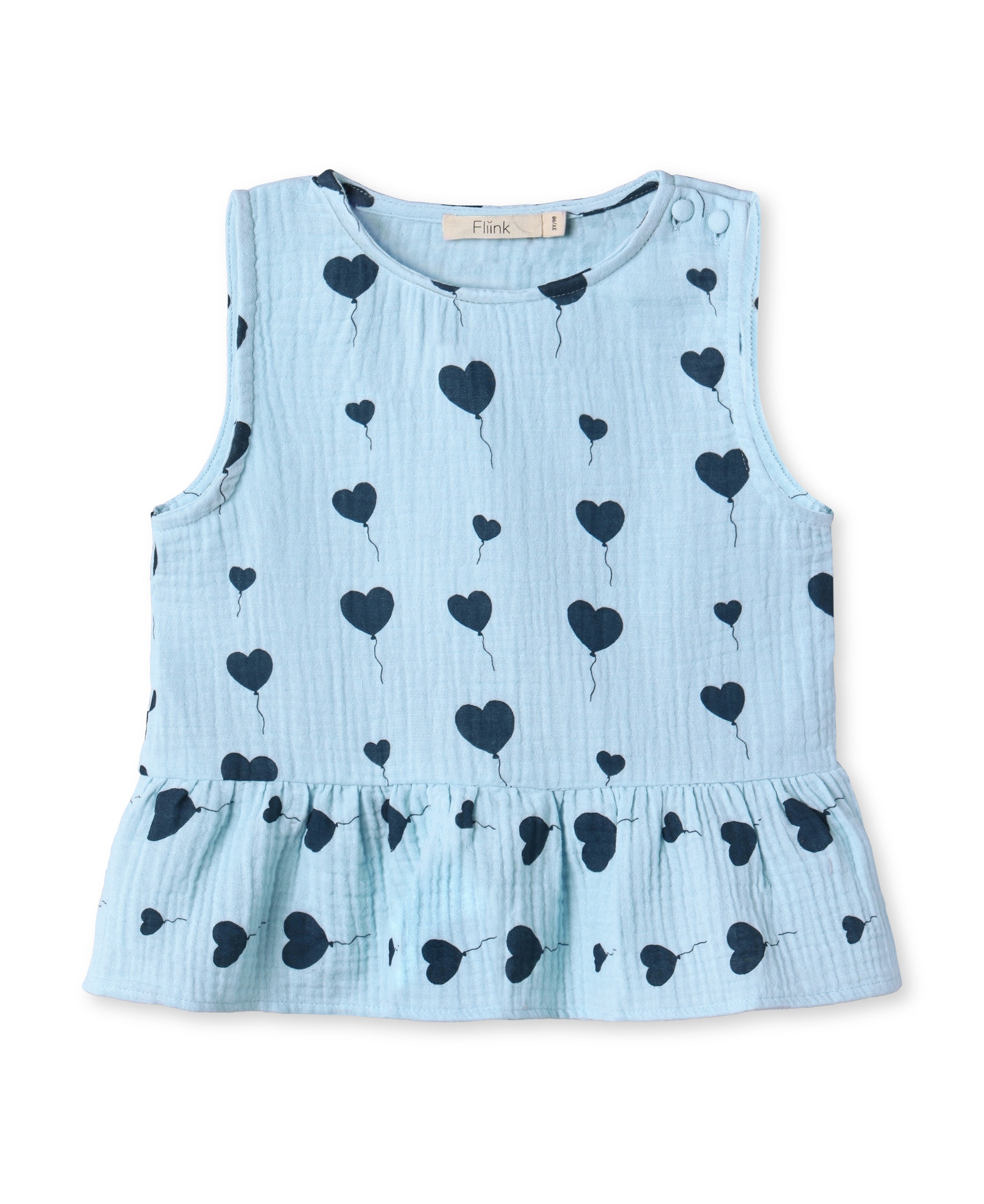 Fliink Love Top – Drøm Blå med Hjerteprint til God Pris!